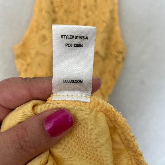 Lulus Dress Size Small Yellow Halter Tulip Lace - Picture 7 of 11